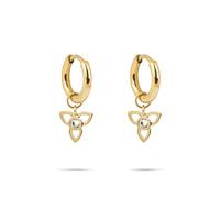 Tamaris Orecchini a cerchio in acciaio inox con zirconi e ciondolo a forma di fiore, oro IP, 1,5 cm, chiusura a clip, impermeabile e delicato sulla pelle