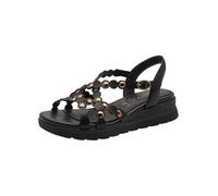 Tamaris Sandali da donna Comfort Wedge/Plat Sand con zeppa, Nappa nera, 39 EU
