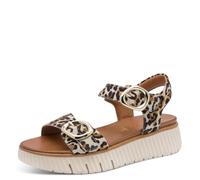 Tamaris Sandali da donna Comfort Wedge/Plat Sand Multiadjustable Zeppa, Beige Leo, 36 EU