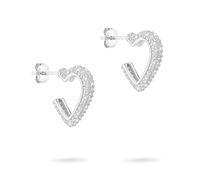 Tamaris Serie di gioielli a forma di cuore in argento 925, 1,5 cm, Argento, Zirconia cubica