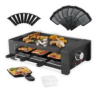 TAMARIT Barbecue elettrico per pizza Raclette per 8 persone, 3 in 1, con doppio riscaldamento, rivestimento antiaderente senza BPA, regolatore di temperatura 1500 W, nero