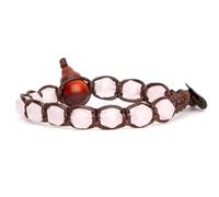 Tamashii bracciale 1 giro originale tibetano linea diamond cut realizzato con pietra naturale da 8 mm giada rosa e cordoncino marrone.Unisex.Tg unica.BHS911-199
