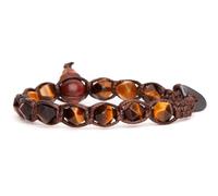 Tamashii bracciale 1 giro originale tibetano linea diamond cut realizzato con pietra naturale da 8 mm occhio di tigre marrone e cordoncino marrone.Unisex.Tg unica.BHS911-214