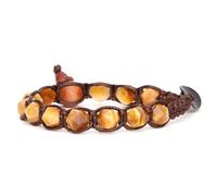 Tamashii bracciale 1 giro originale tibetano linea diamond cut realizzato con pietra naturale da 8 mm occhio di tigre e cordoncino marrone.Unisex.Tg unica.BHS911-80
