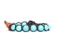 Tamashii bracciale 1 giro originale tibetano realizzato con pietra turchese da 8 mm e cordoncino nero.Unisex.Tg unica.BLACKS900-7