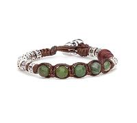 Tamashii bracciale ruota della Preghiera con 5 pietre agata muschiata multifaceted da 6 mm e cilindri in argento con inciso il mantra.BHS924-S4-17