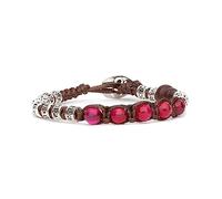 Tamashii bracciale ruota della Preghiera con 5 pietre agata rossa multifaceted da 6 mm e cilindri in argento con inciso il mantra.BHS924-S4-34
