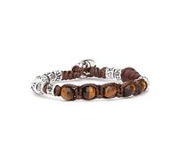 Tamashii bracciale ruota della Preghiera con 5 pietre occhio di tigre da 6 mm e cilindri in argento con inciso il mantra. BHS924-S4-214
