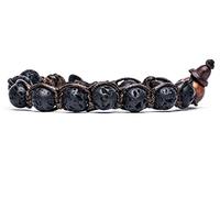 Tamashii Bracciale tibetano buddista in lava nera, One Size, Pietra
