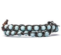 TAMASHII Bracciale tibetano doppio giro in Agata Sky Blue BHS600-53