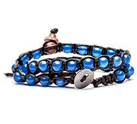 TAMASHII Bracciale tibetano in Agata Blu Doppio Giro BHS600-18