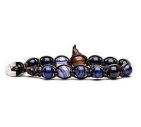 Tamashii Bracciale Unisex Gioielli Classic Agata Blu Scuro Striata BHS900-216
