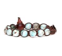 Tamashii bracciale unisex originale Tibetano realizzato realizzato con pietra naturale Larimar e cordoncino marrone.Tg unica.BHS900-297