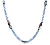 Tamashii Collana unisex collezione mudra. Gioiello realizzato con un cordino di cotone, elementi in metallo e ocean blue di colore azzurro oceano. Collana della lunghezza regolabile da a 45