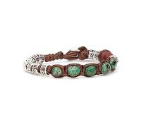 Tamashii VLNET | Bracciale Ruota della Preghiera | 5 pietre Turchese Africano multifaceted da 6 mm | Cilindri in Argento 925 con inciso il Mantra | Fatto a Mano