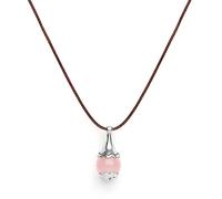 Tamashii VLNET | Collana pendente a Goccia Ear-Drops | Argento 925 | Giada Rosa | cordoncino marrone | Unisex Fatto a Mano