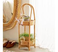 Tamba Dream Doppio porta vaso fioriera realizzata in rattan naturale e fatta a mano. Dimensione: 25,5 cm x 70 cm