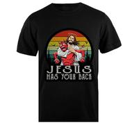 TAMBOOTEE Gesù Ti Copre Le Spalle Maglietta da Uomo Nera Camicia da Uomo dalla vestibilità Semplice