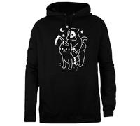 TAMBOOTEE La Morte Cavalca Un Gatto Nero Pullover Unisex con Cappuccio Nero dalla vestibilità Semplice Black Unisex Hoodie