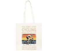 TAMBOOTEE Non Smetti Di Andare In Bicicletta Borsa Shopper In Cotone Beige Totebag Cotton