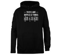 TAMBOOTEE Questi Sono Tempi Difficili Pullover Unisex con Cappuccio Nero dalla vestibilità Semplice Black Unisex Hoodie