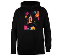 TAMBOOTEE Ragazza Floreale Stravagante E Amore per Il Gatto Nero Pullover Unisex con Cappuccio Nero dalla vestibilità Semplice Black Unisex Hoodie