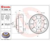 Tambor de freno BREMBO 14.C009.10 per CITROËN JUMPY 1.6 HDi 90 16V