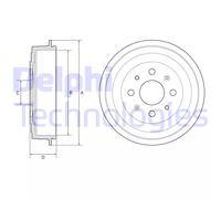 Delphi Tamburo freno BF619 per OPEL, VAUXHALL