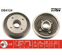 Tambor de freno TRW DB4124 per PEUGEOT 205 1.7 Diesel