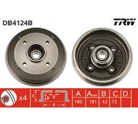 Tambor de freno TRW DB4124B per PEUGEOT 205 1.7 Diesel