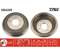 Tambor de freno TRW DB4209 per FORD MONDEO 1.8 TD