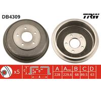 TRW Tamburo freno DB4309 posteriore Ø108 mm per Ford Tourneo Connect/Transit - 1 pezzo