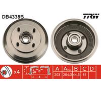 Tambor de freno TRW DB4338B per FORD FOCUS 1.6 16V