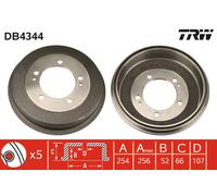 Tambor de freno TRW DB4344 per DAIHATSU FEROZA 1.6 i 16V 4x4