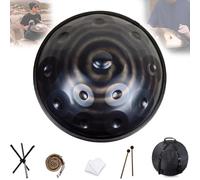 Tambour de langue handpan, instrument de tambour handpan de qualité supérieure 440 Hz, percussion harmonique pour la guérison sonore avec sac à main doux, marteaux à main, support de handpan, chiffon
