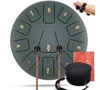 Tambour Handpan Tamburo In Acciaio 11 Note Strumento A Percussione Padella A Mano 8 Pollici Handpan Strumento con Battitori A Tamburo per Meditazione Mind Healing,Green