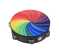 Tambourine arcobaleno da 8 pollici - Strumento a percussione per impianto in legno con jingle a doppia per l'istruzione precoce, classe musicale, performance teatrale
