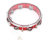 Tambourine Doppio Row, 10 in Tono Regolabile Tamburi a Tamburo Tenuto Tamburi a Doppia Riga di Tamburi in Metallo per le Prestazioni del Partito (Rosso)