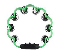 Tambourine for Adults | Pleasant Jingle Sound & Hand Cranked Bell Rings | Percussion Instrument for Home/School/Party | Double Jingles, Lightweight & Sturdy (Green)