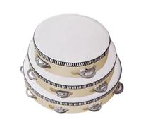 Tambourines for Adults, 3-Piece Musical Tambourines Hand Drums, Wooden Hand Drum Percussion Instruments Set for Beginner Musician, Classroom, Festival Party, Performance School Use