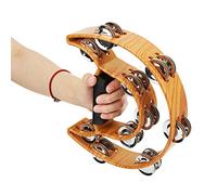 Tamburello a Doppia, Tamburello Musicale a Mezza Luna 20 Jingles in Metallo Tamburo a Percussione Tenuto in Mano Tamburello a Mezza Luna con Impugnatura Ergonomica per Bambini