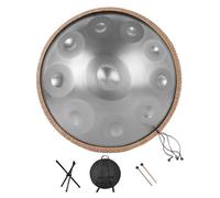 Tamburello a mano con supporto e custodia, 10 note, in acciaio, 432 Hz, perfetto per meditazione, yoga e lezioni di musica