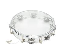 Tamburello a mano da 25,4 cm con tono regolabile, doppia fila di campanelle in ABS, strumento a percussione portatile per bambini e adulti, campane in metallo per chiesa, concerti e feste (trasparente