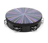 Tamburello a mano da 8 pollici, strumento a percussione in legno massiccio a doppia, tamburello per bambini dai colori vivaci con pelle del tamburo in poliestere, ideale per (raggio colorato)