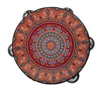 Tamburello a mano in legno con fila di piatti in metallo Jingles strumento musicale a percussione per bambini adulti chiesa KTV giochi per feste