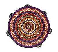 Tamburello a mano in legno con fila di piatti in metallo Jingles strumento musicale a percussione per bambini adulti chiesa KTV giochi per feste