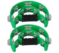 Tamburello a Mano in Plastica Doppio Strato di Sonagli, 2 Pezzi | Impugnatura Ergonomica, Forma Semicircolare, Tono Brillante e Chiaro, Verde, per Lezioni e Spettacoli