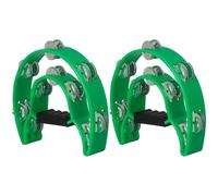 Tamburello a Mano Mezzaluna 2 Pezzi Campanelli Doppi Verdi | Impugnatura Ergonomica, Plastica e Metallo, per Giochi di Ritmo, Compleanni e Servizi Religiosi
