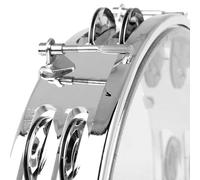 Tamburello a percussione portatile, 25,4 cm, design a doppia fila per musica coinvolgente (pelle trasparente)