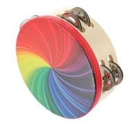 Tamburello Arcobaleno a Doppia Serie 15cm in Legno per Ragazzo Ragazza | Uso Concerti e Danza, Campanelli su Due File, Strumento a Mano per Percorsi Educativi